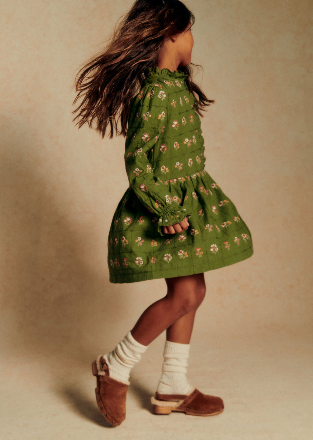 Robe Romina - Olive / broderie herbier