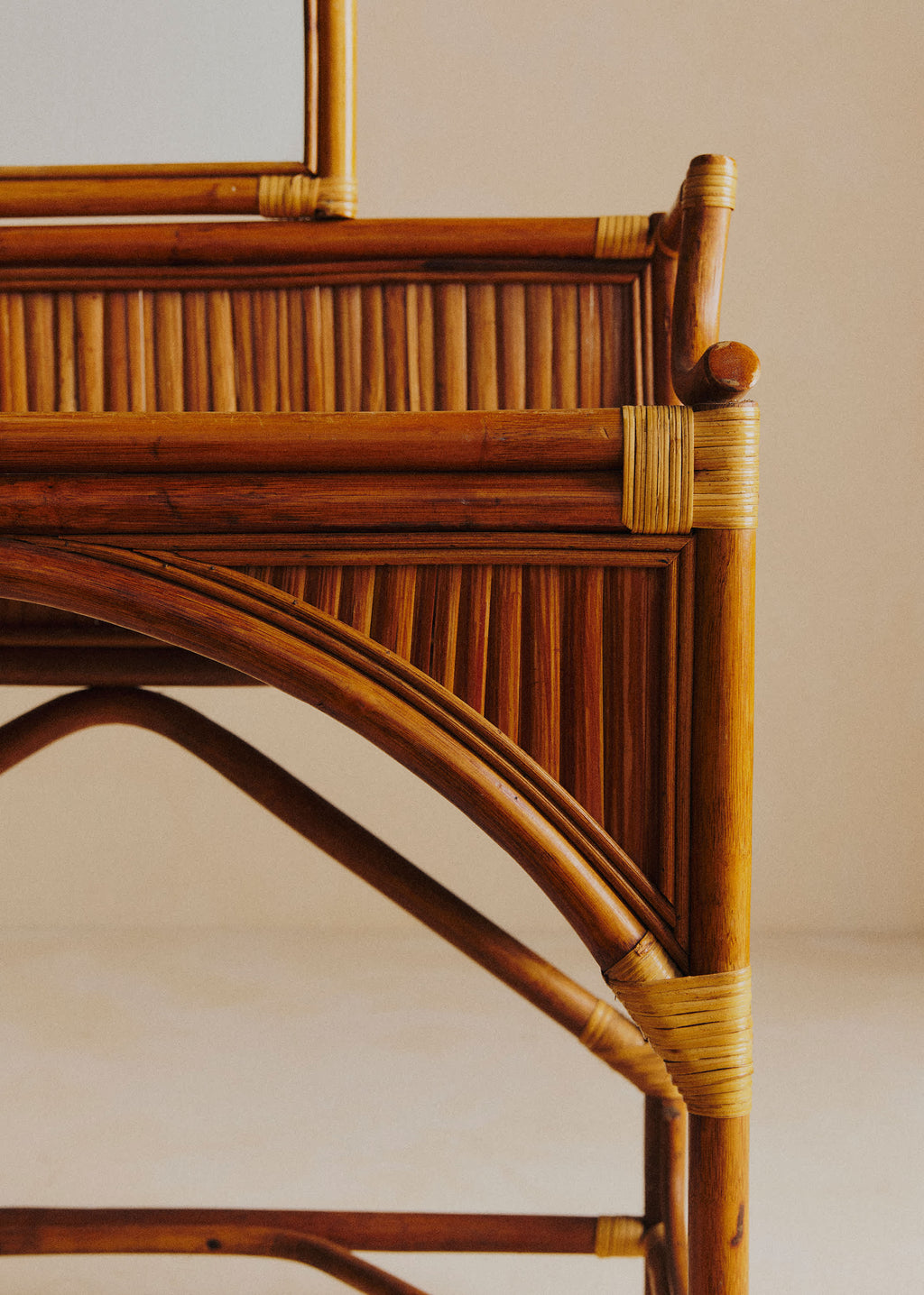 Coiffeuse vintage en bambou - Bambou et Rotin Foncé