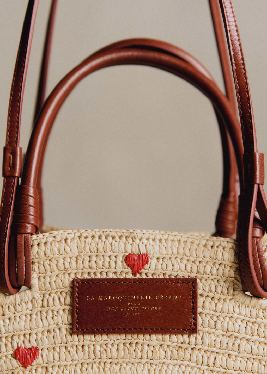 Panier Justine - Raphia Broderie Coeur