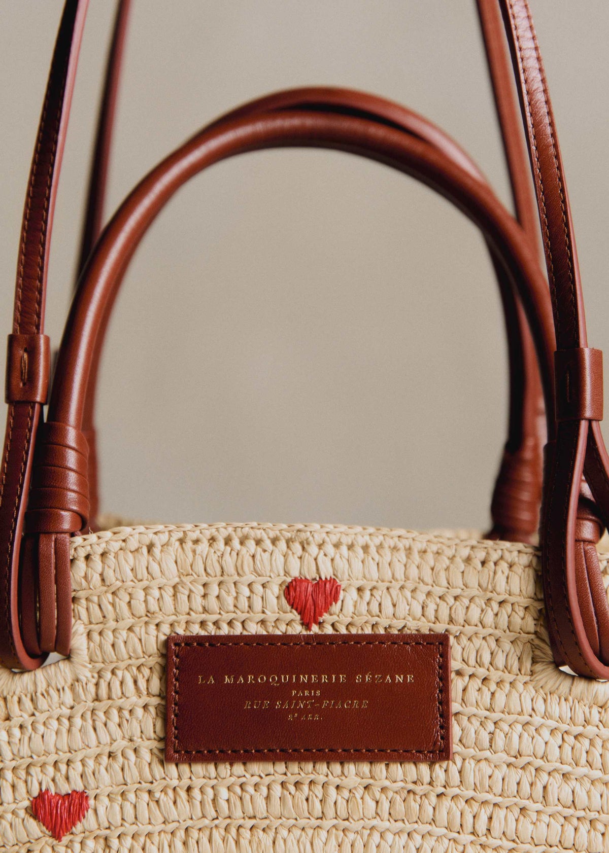 Panier Justine - Raphia Broderie Coeur