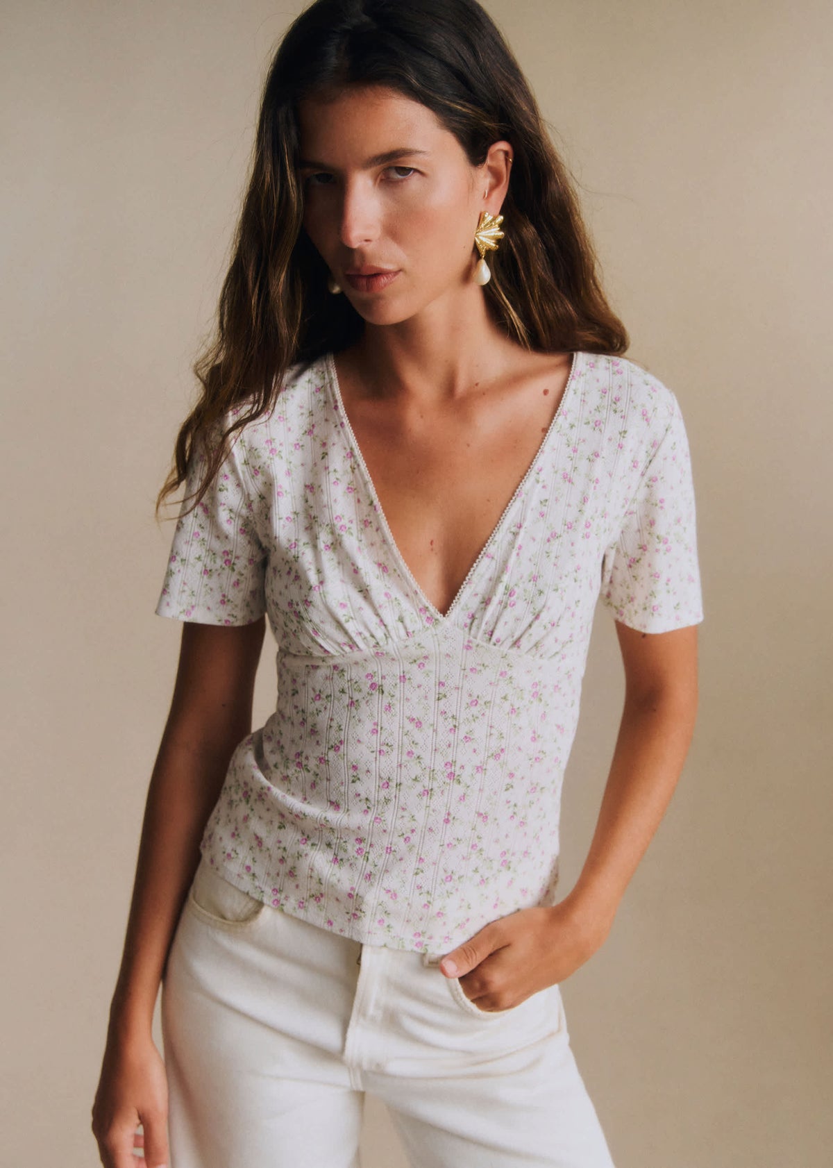 T-Shirt Norah - Pointelle Imprimé Iris