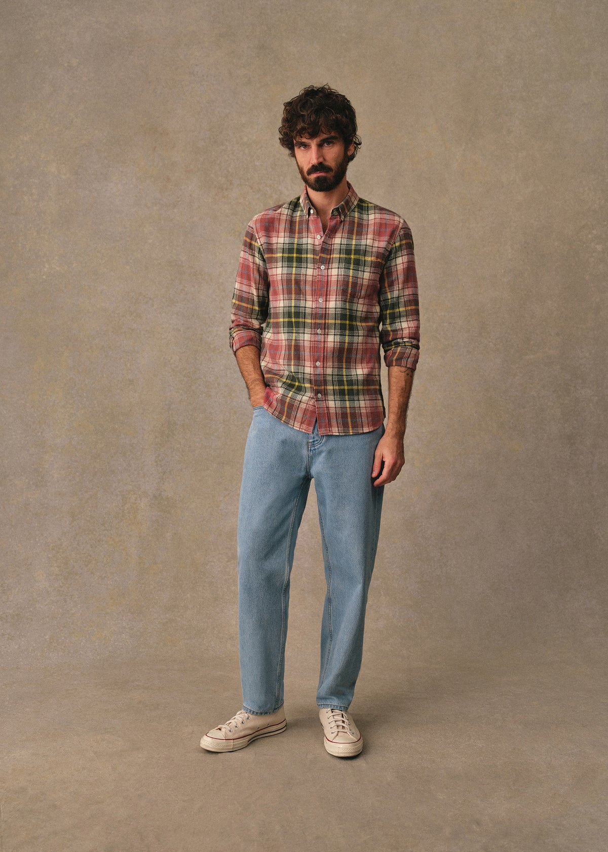 Chemise Charlie Flanelle Carreaux - Vert / Rose Foncé