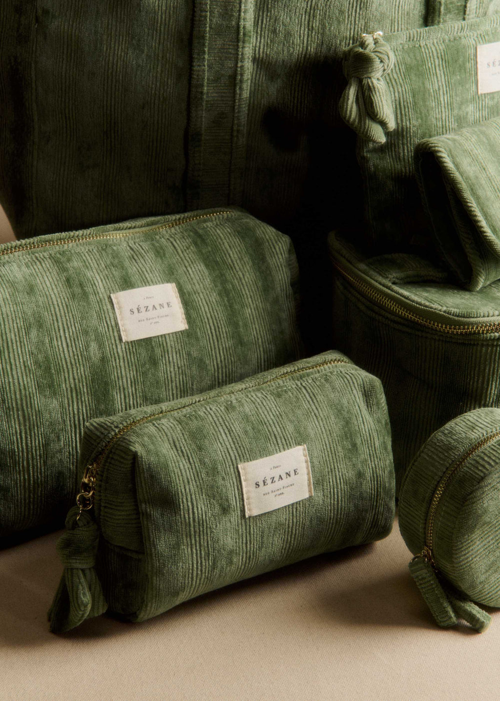 Trousse de beauté velours milleraie - Sauge