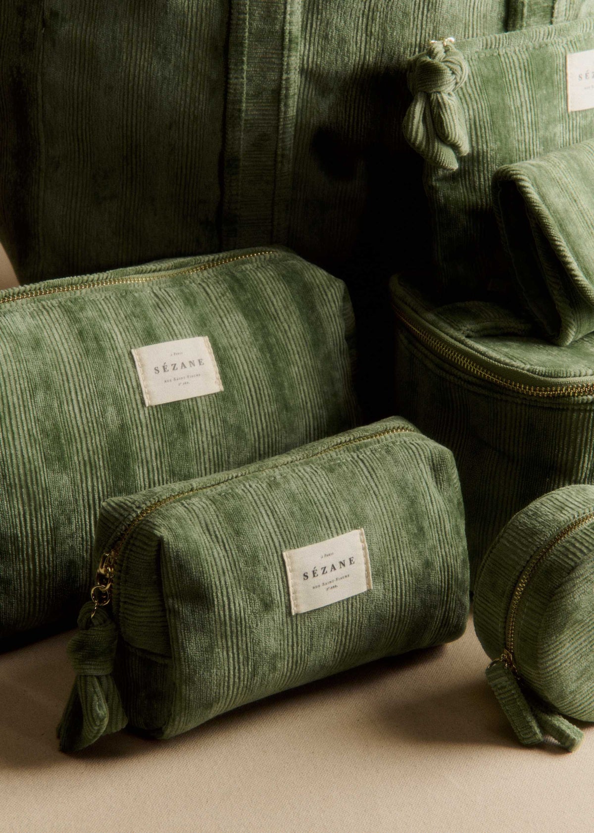 Trousse de beauté velours milleraie - Sauge