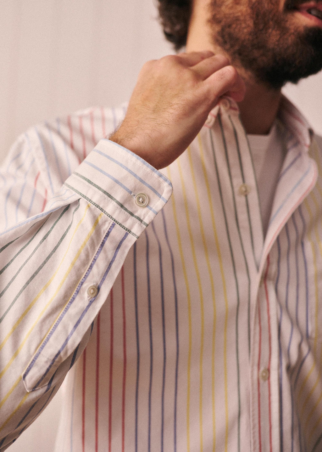 Chemise Charlie Oxford - Blanc Rayures Multicolores