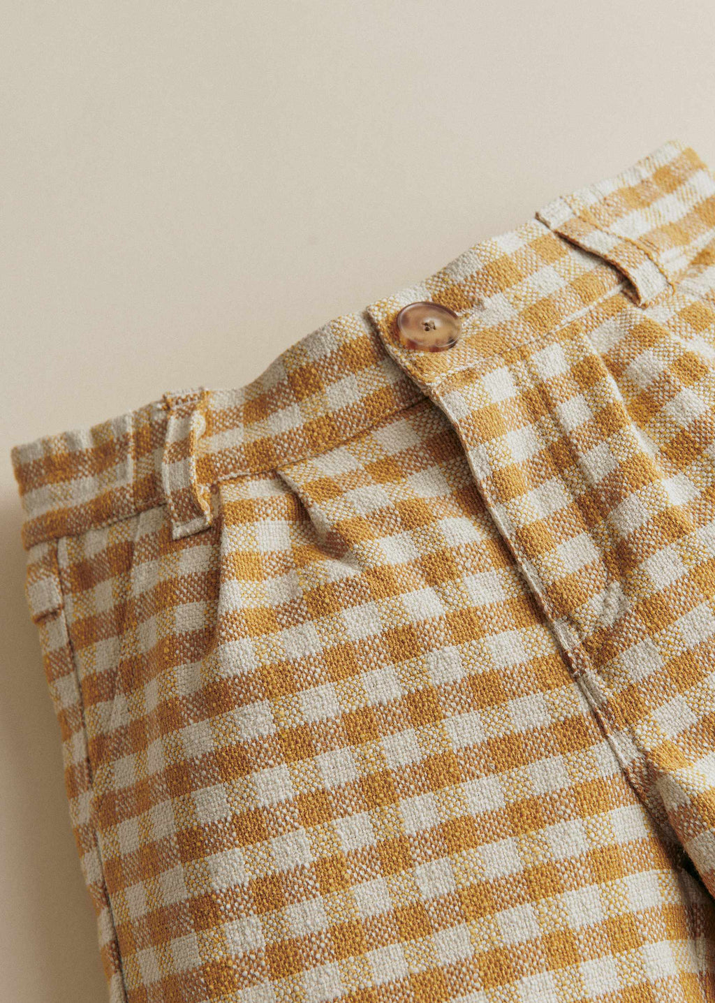 Pantalon Mao - Carreaux Vichy Ocre Ecru