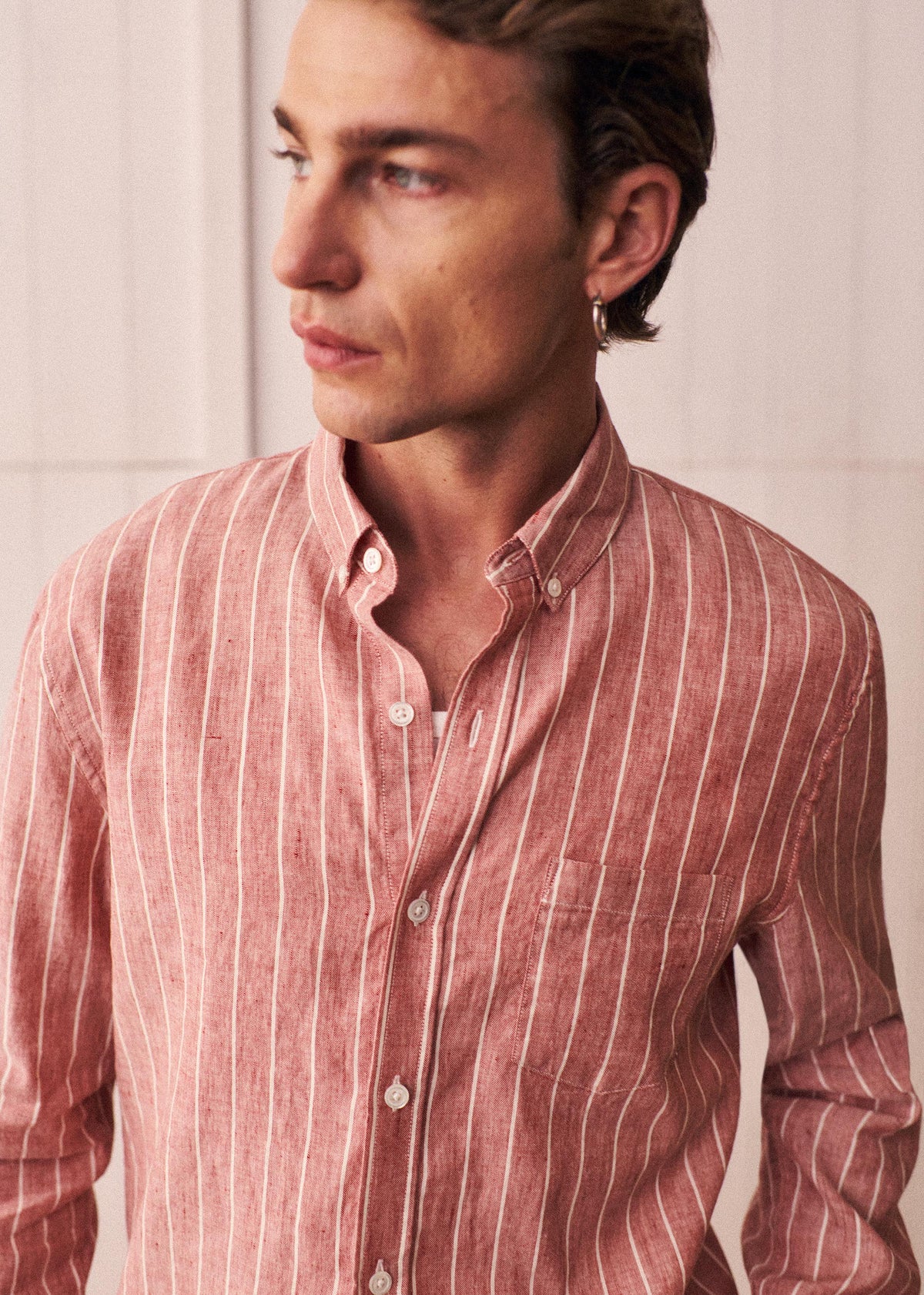 Chemise Charlie Coton Lin - Bordeaux Rayures Blanches