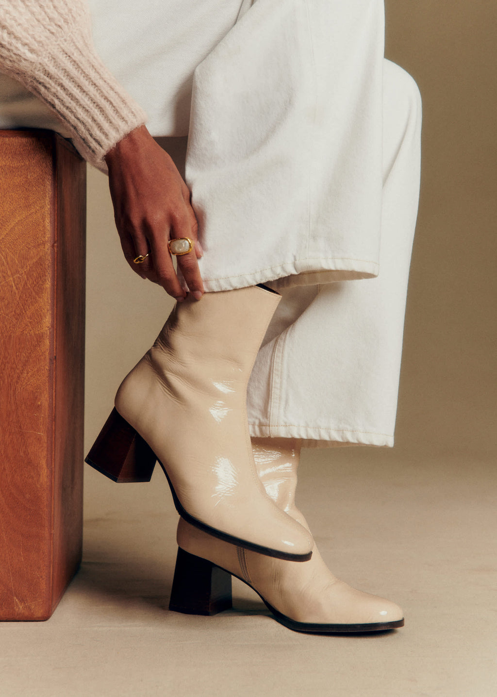 Bottines Axelle - Ecru Vernis