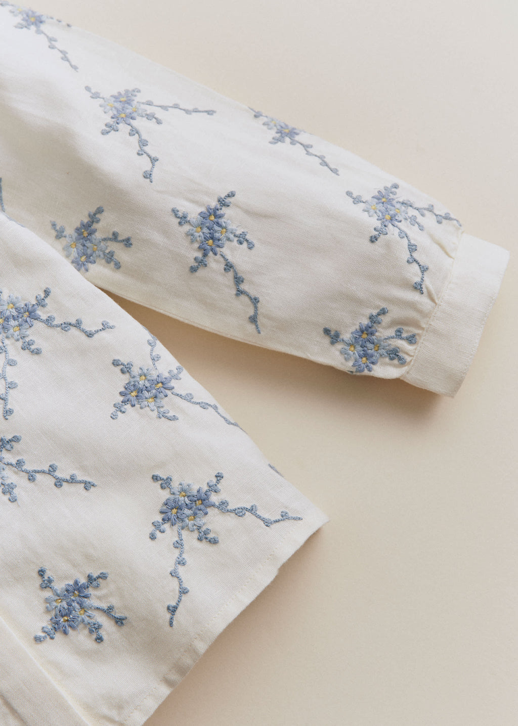 Chemise Ambre - Broderies Bouquets Bleus