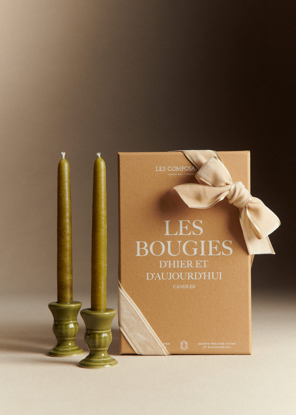 Coffret Bougeoirs Piano et Chandelles - Petit Modèle - Sauge