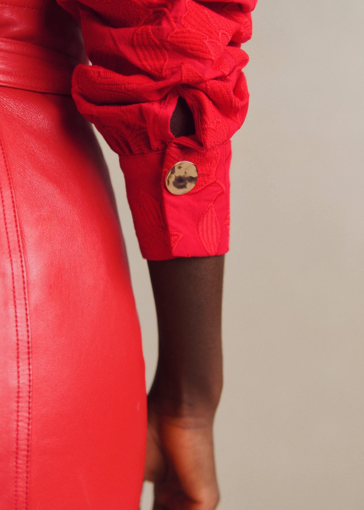 Chemise Ambre - Broderie Unie Rouge Vif