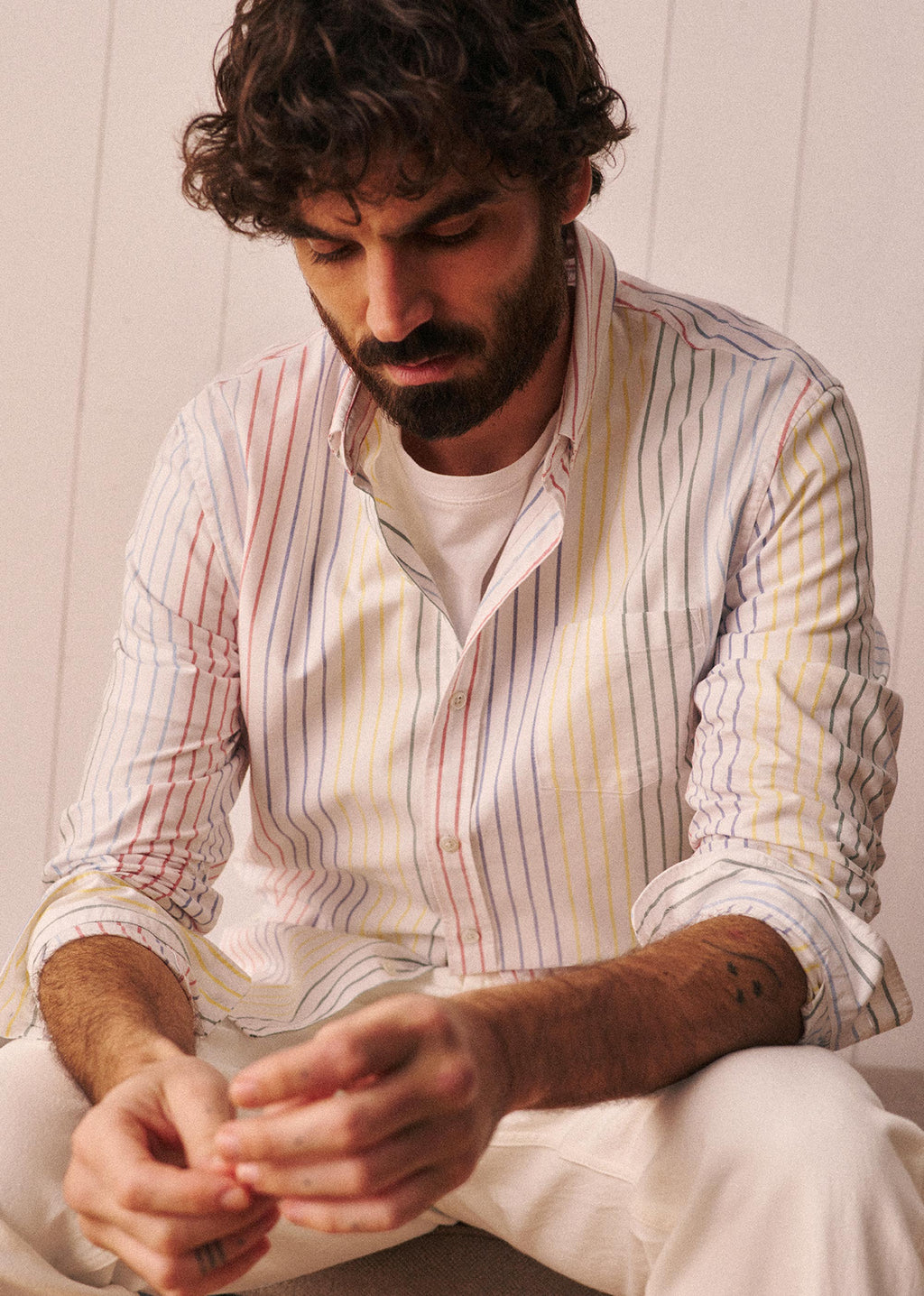 Chemise Charlie Oxford - Blanc Rayures Multicolores