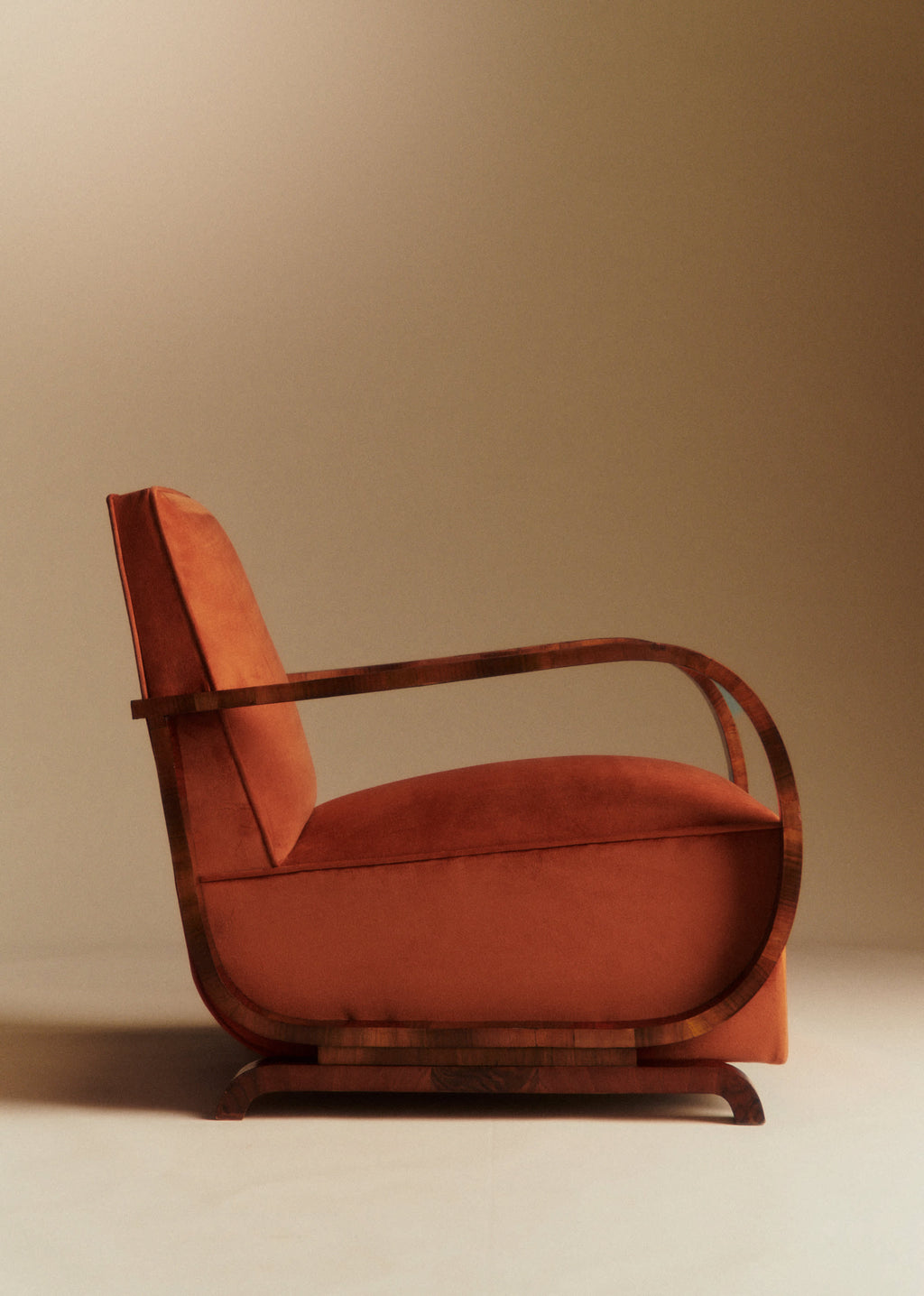 Fauteuil art déco vintage en alcanta - Orange
