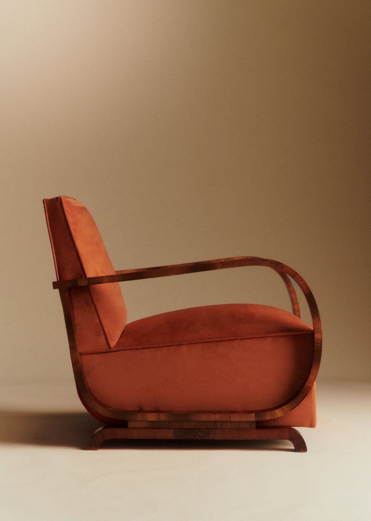 Fauteuil art déco vintage en alcanta - Orange