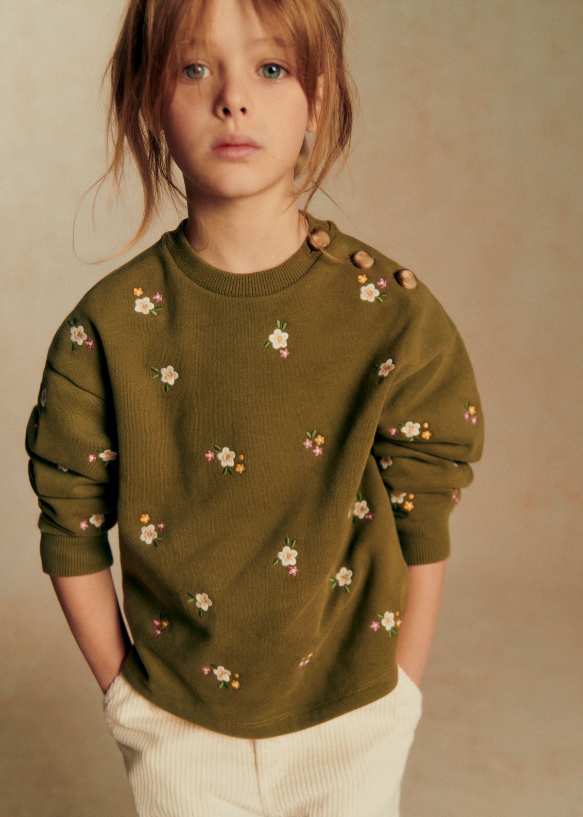 Sweat-Shirt Lulu - Vert / Broderie Altea