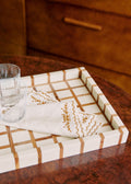Set de 2 serviettes - Brodées Primavera - Ecru et Caramel