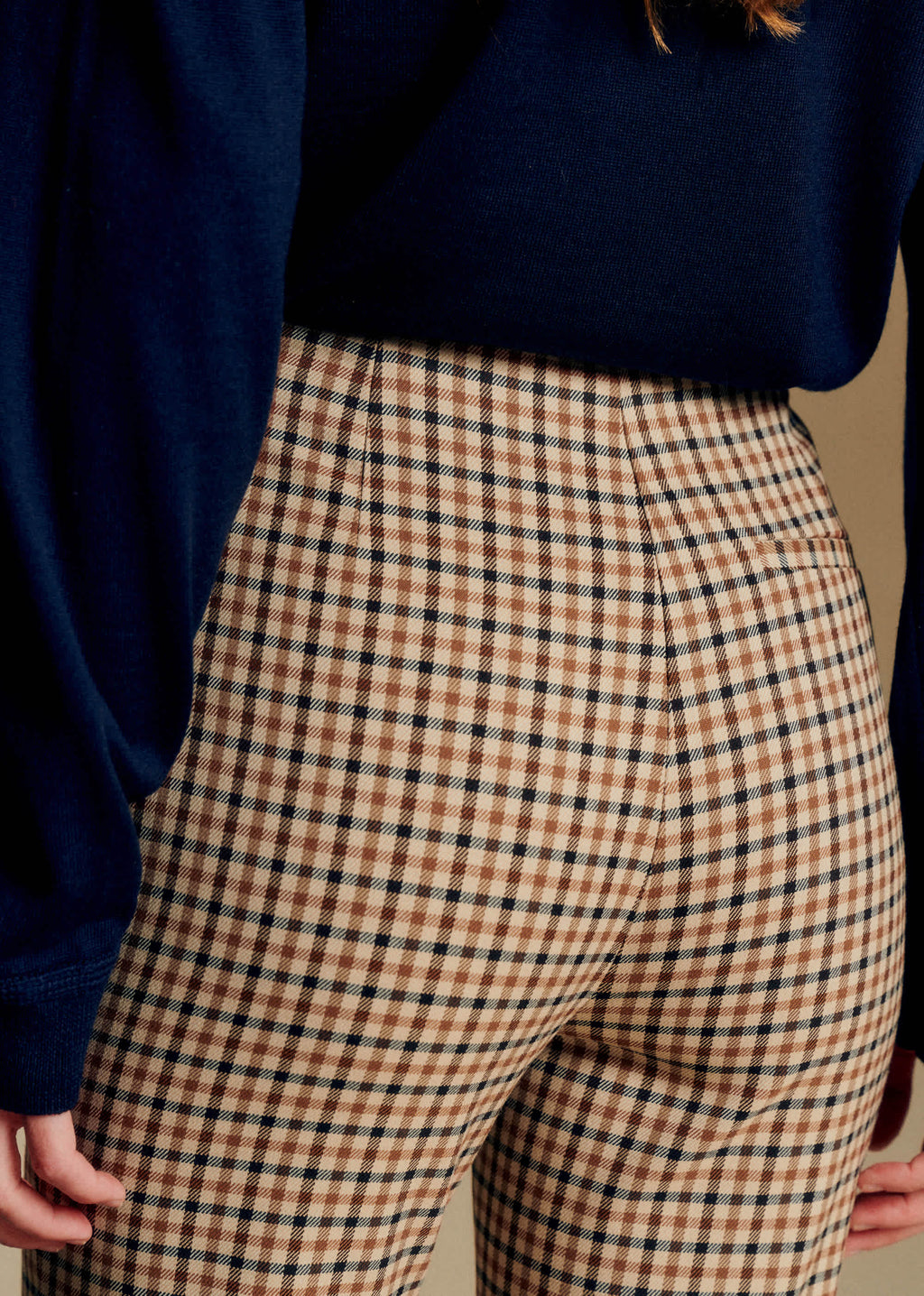Pantalon Ciara - Carreaux Camel Beige et Noir