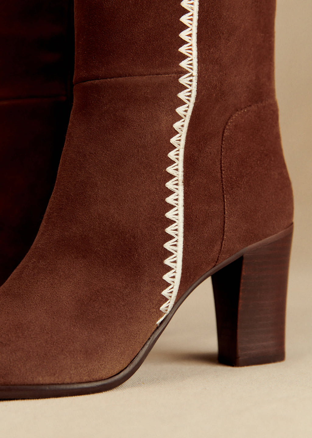 Cuissardes High Nadia - Sézane x Baziszt - Chocolat Brodé