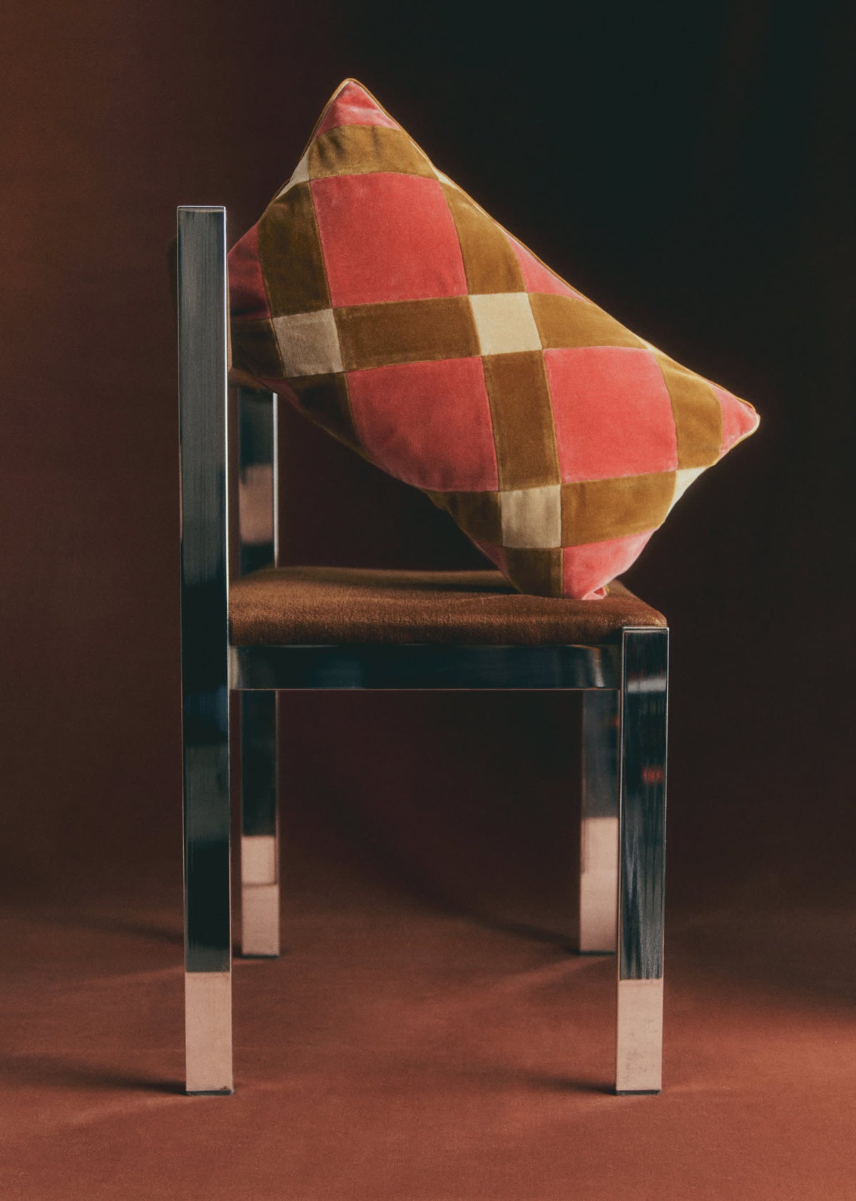 Coussin Velours Patchwork - Petit modèle - Blush et Caramel