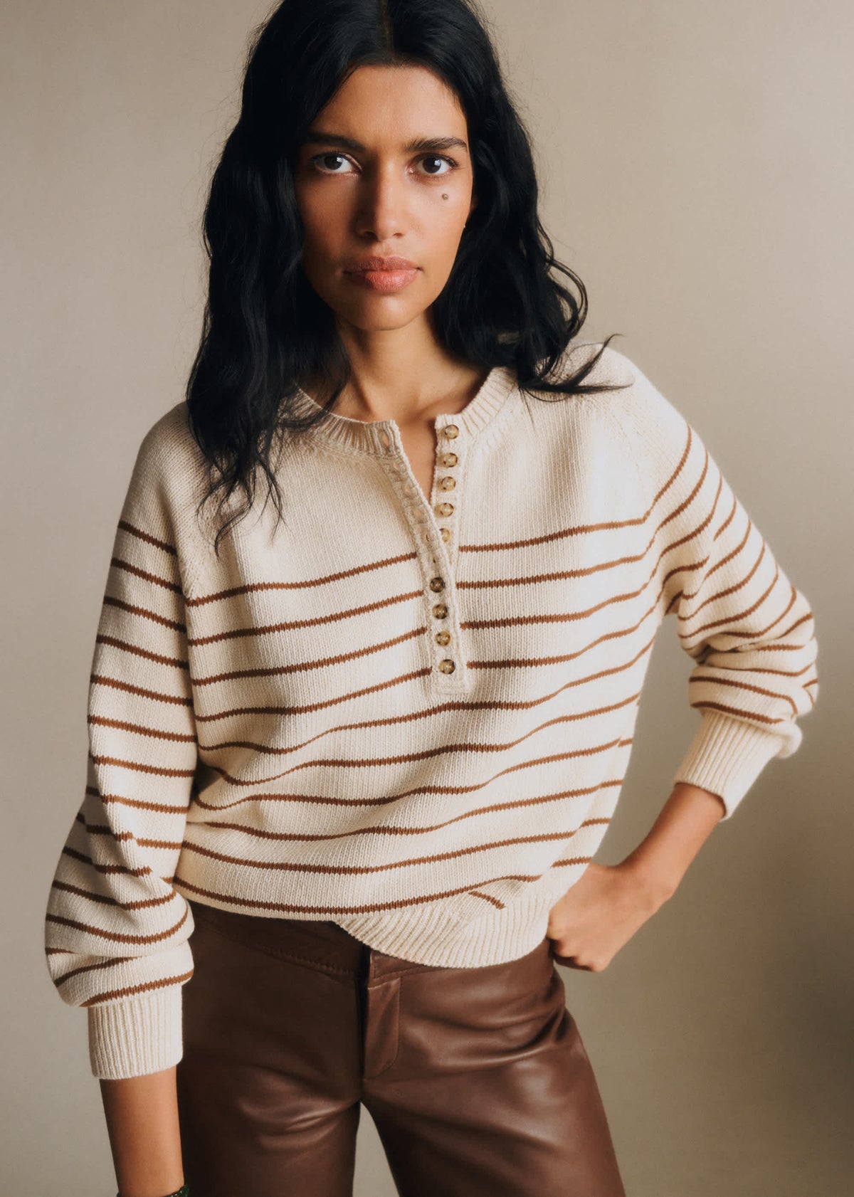 Pull Léontine - Ecru / Camel