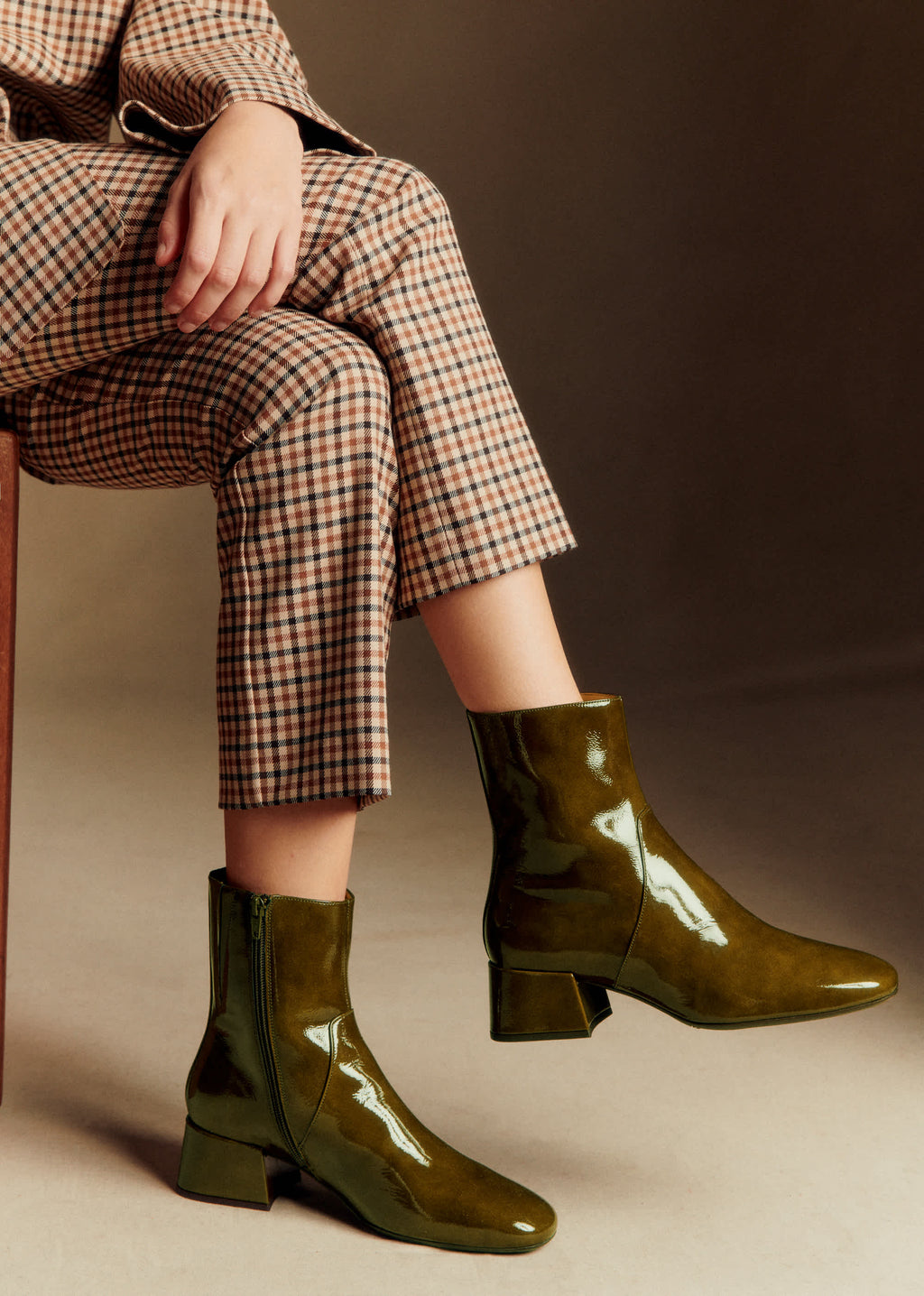 Bottines Low Paulette - Kaki Vernis