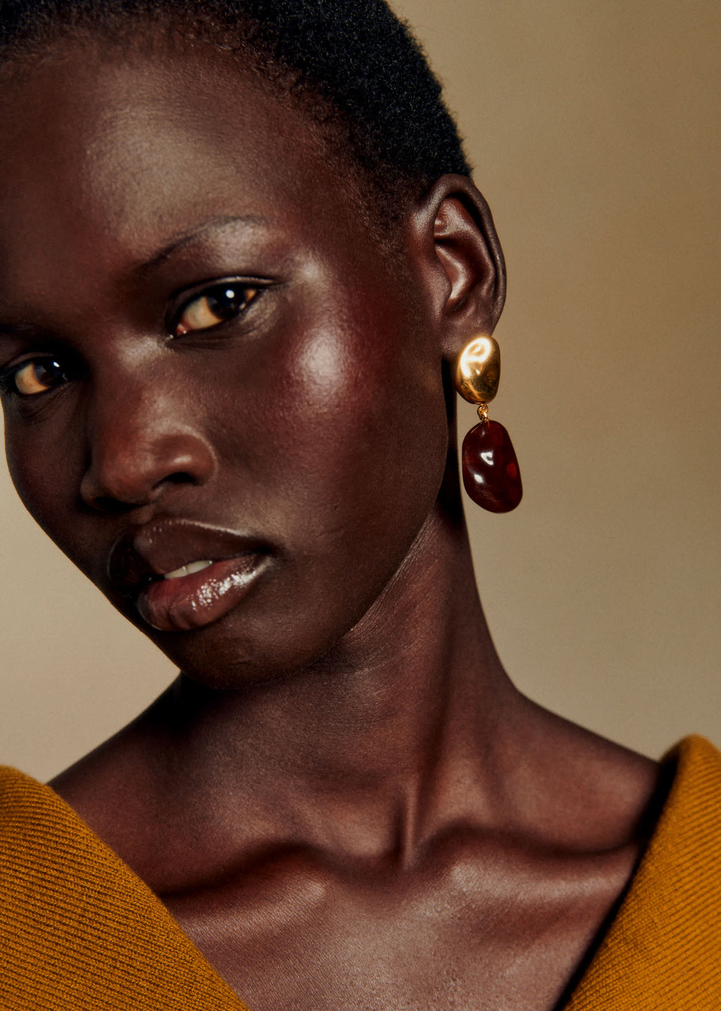 Boucles d'oreilles Solene - Brun Doré