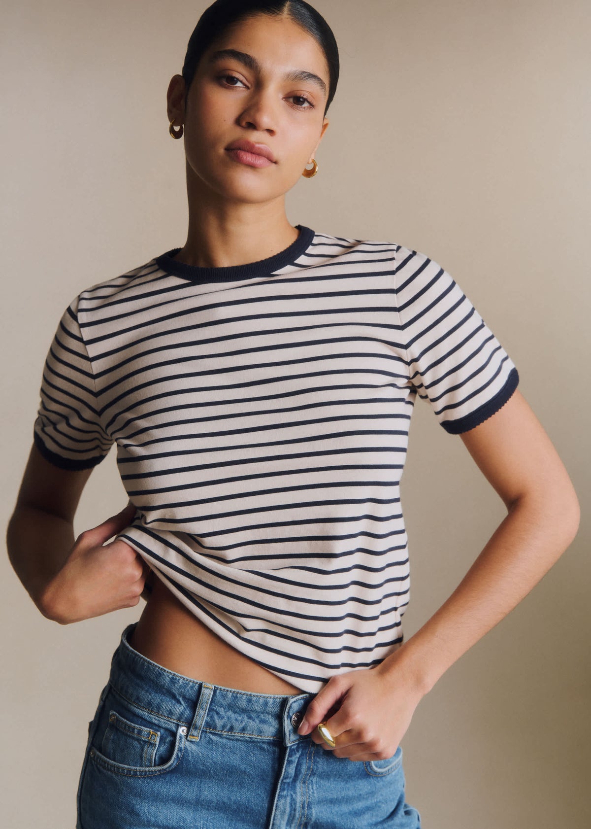 T-Shirt Nolan - Écru / Marine