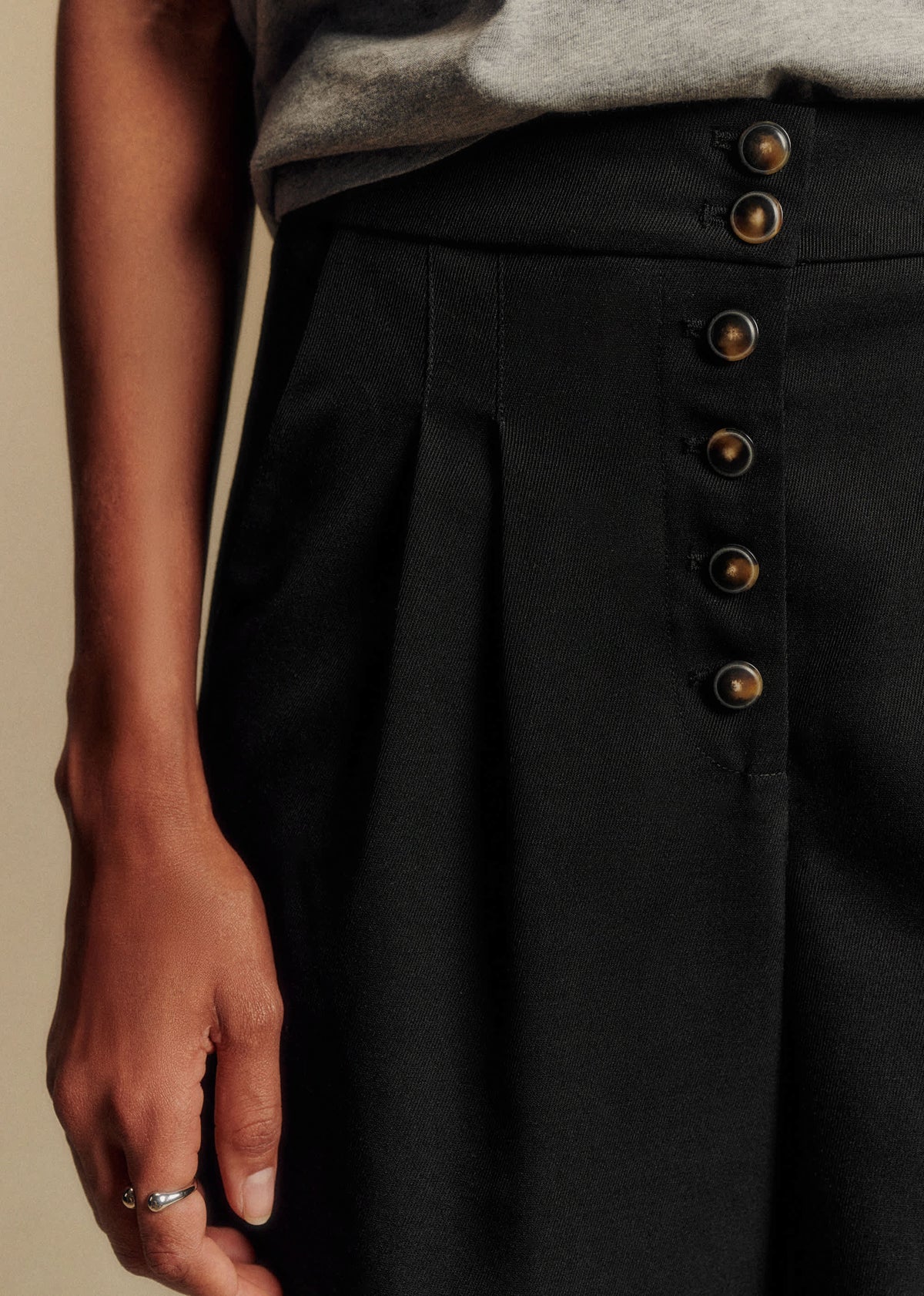 Pantalon Cesar - Noir Boutons Corne