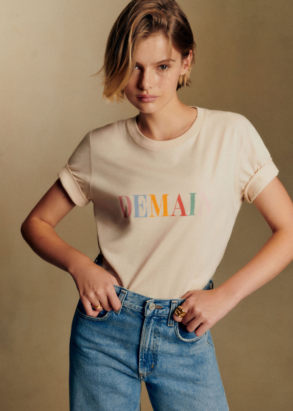 T-Shirt Demain - Crème / Multico
