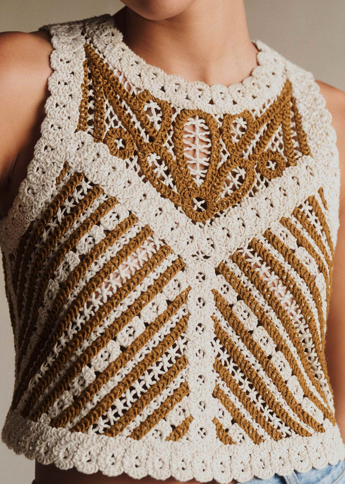 Blouse Ilona - Écru / Camel