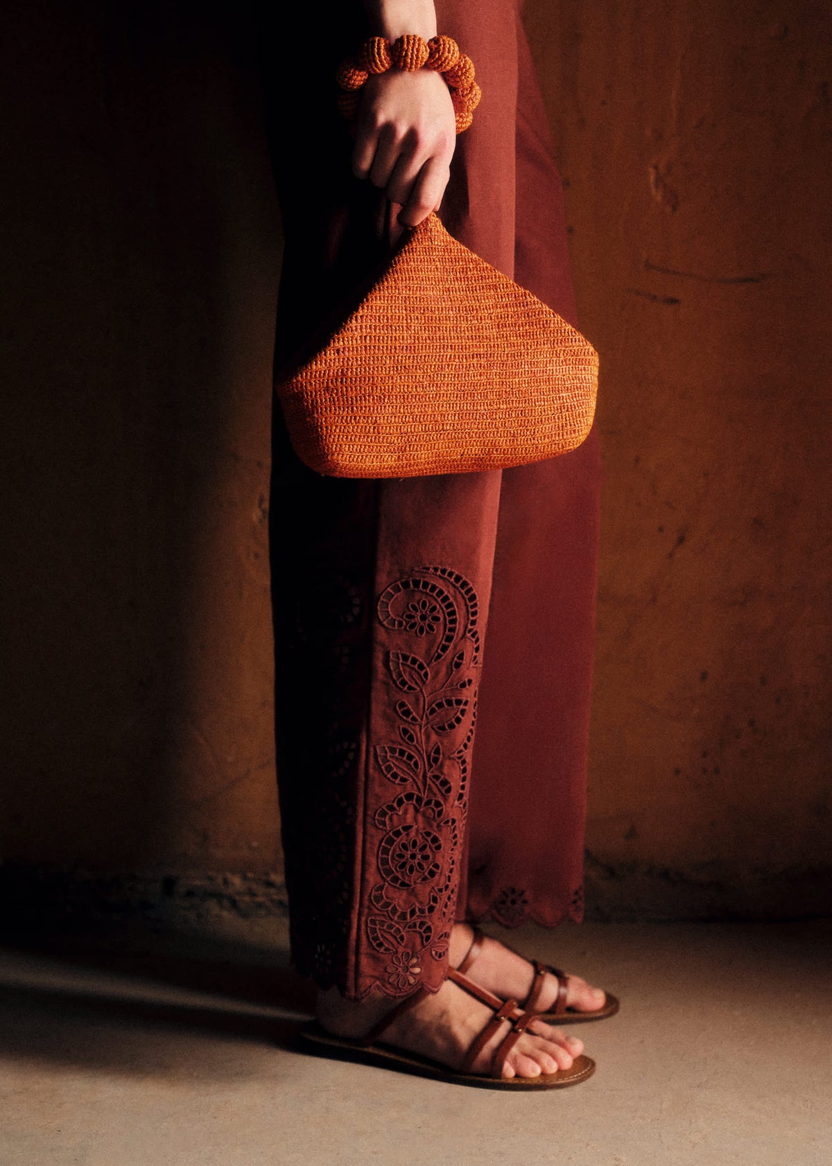Pochette Brigitte - Raphia Orange