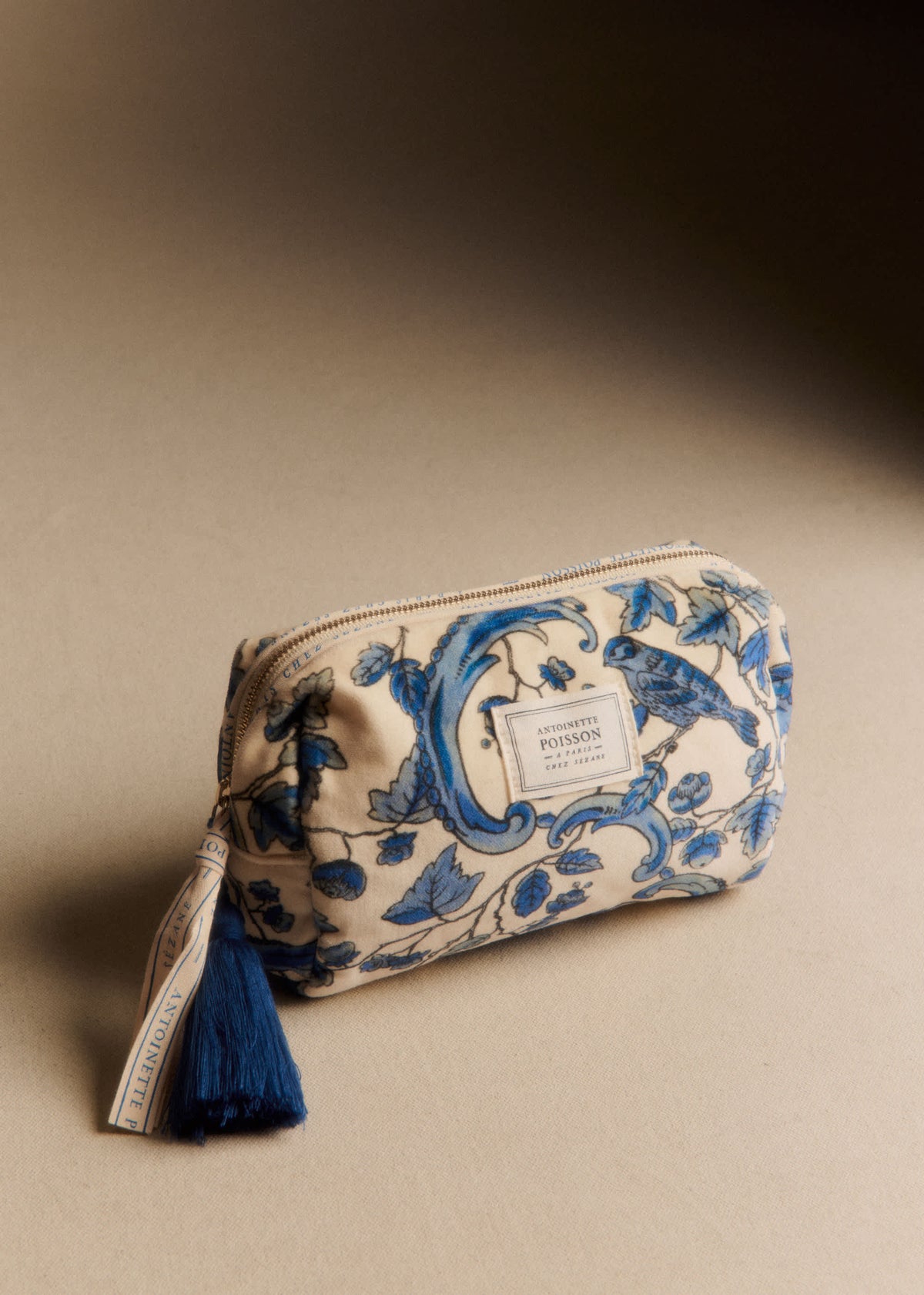 Trousse de beauté - Sézane x Antoinette Poisson - Imprimé Oiseaux Bleus
