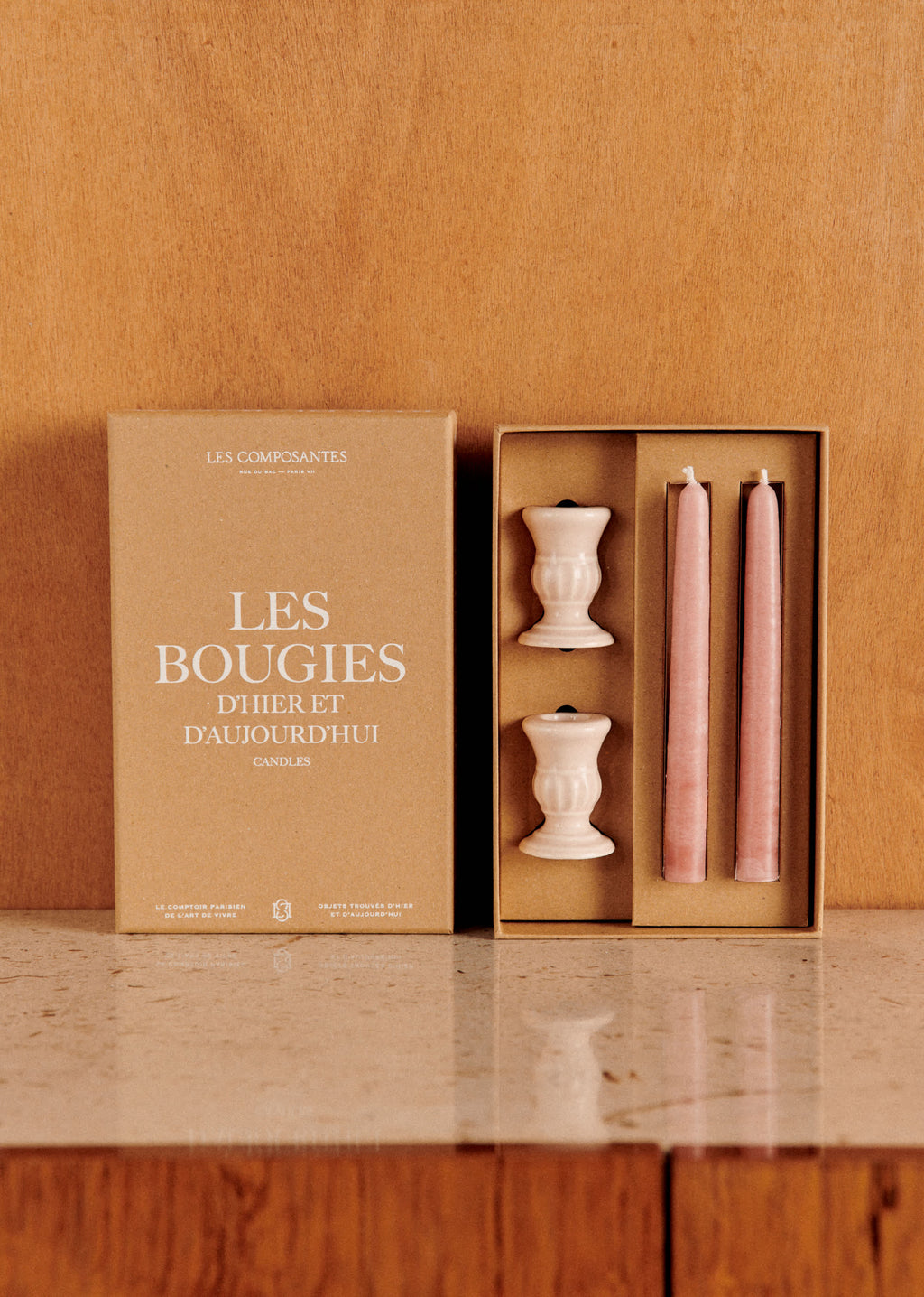 Coffret Bougeoirs Piano et Chandelles - Petit Modèle - Nude