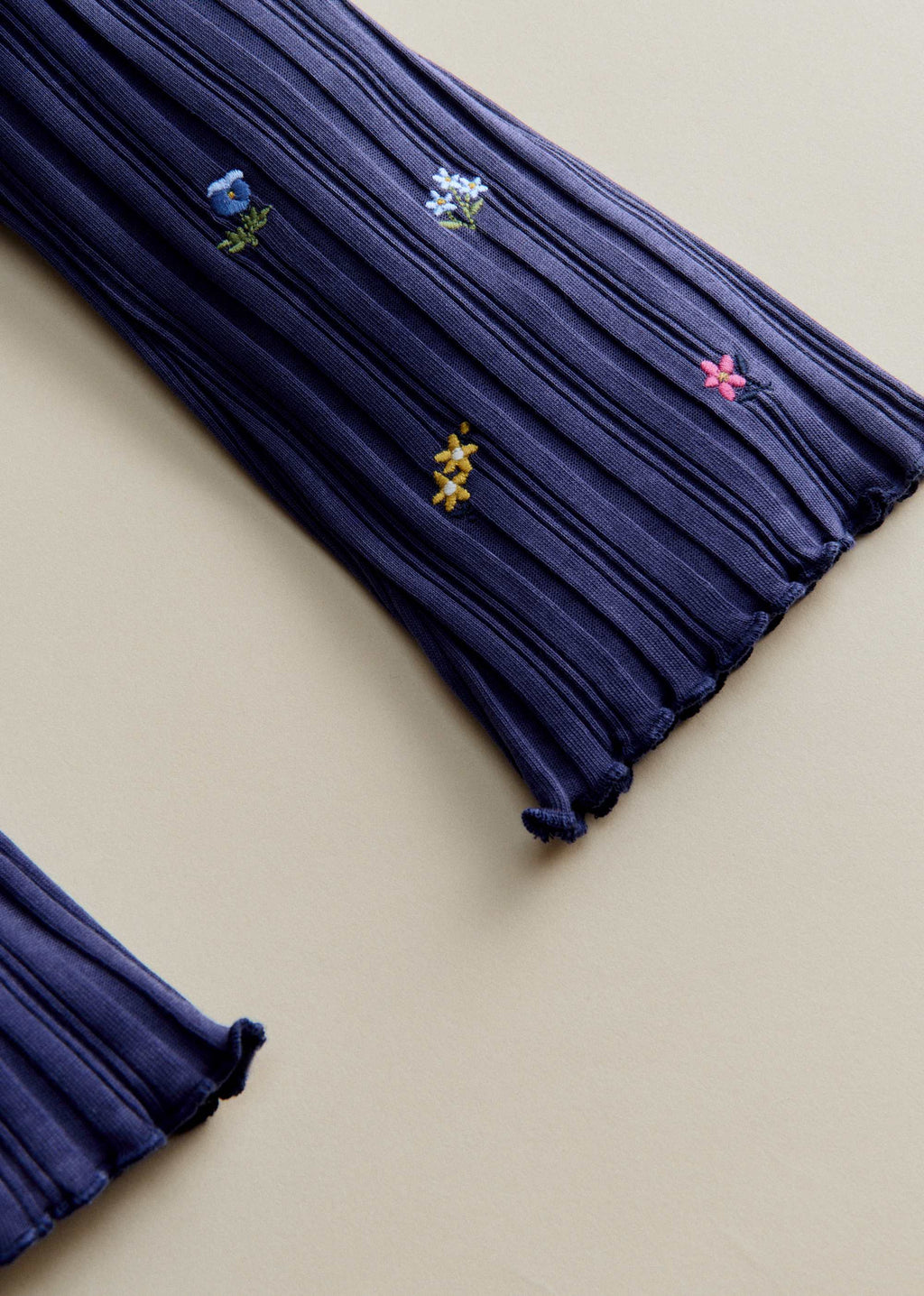 Pantalon Julia - Marine / Broderie Fleurs Herbier
