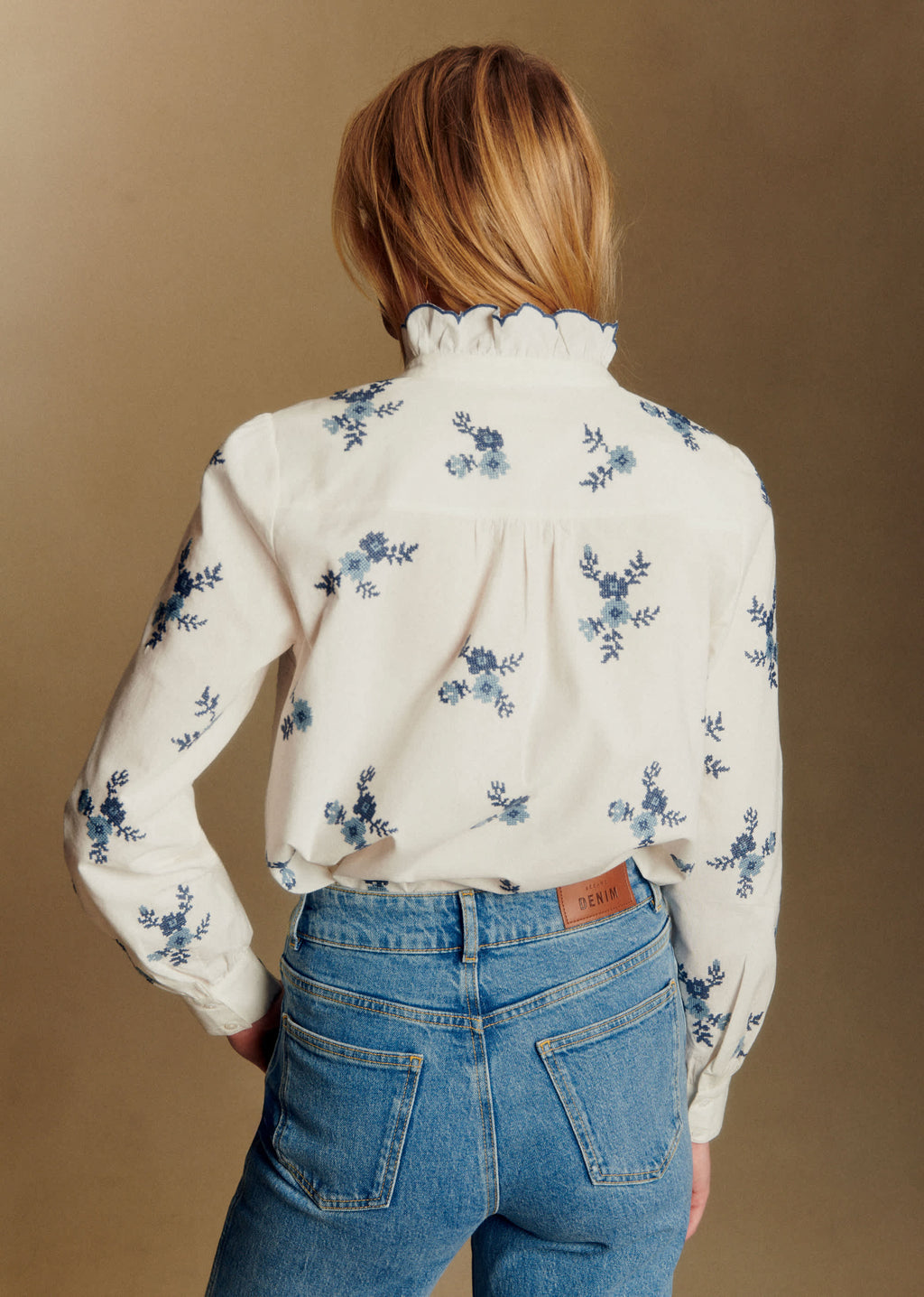 Chemise Chlo - Bico Bleu Fond Ecru