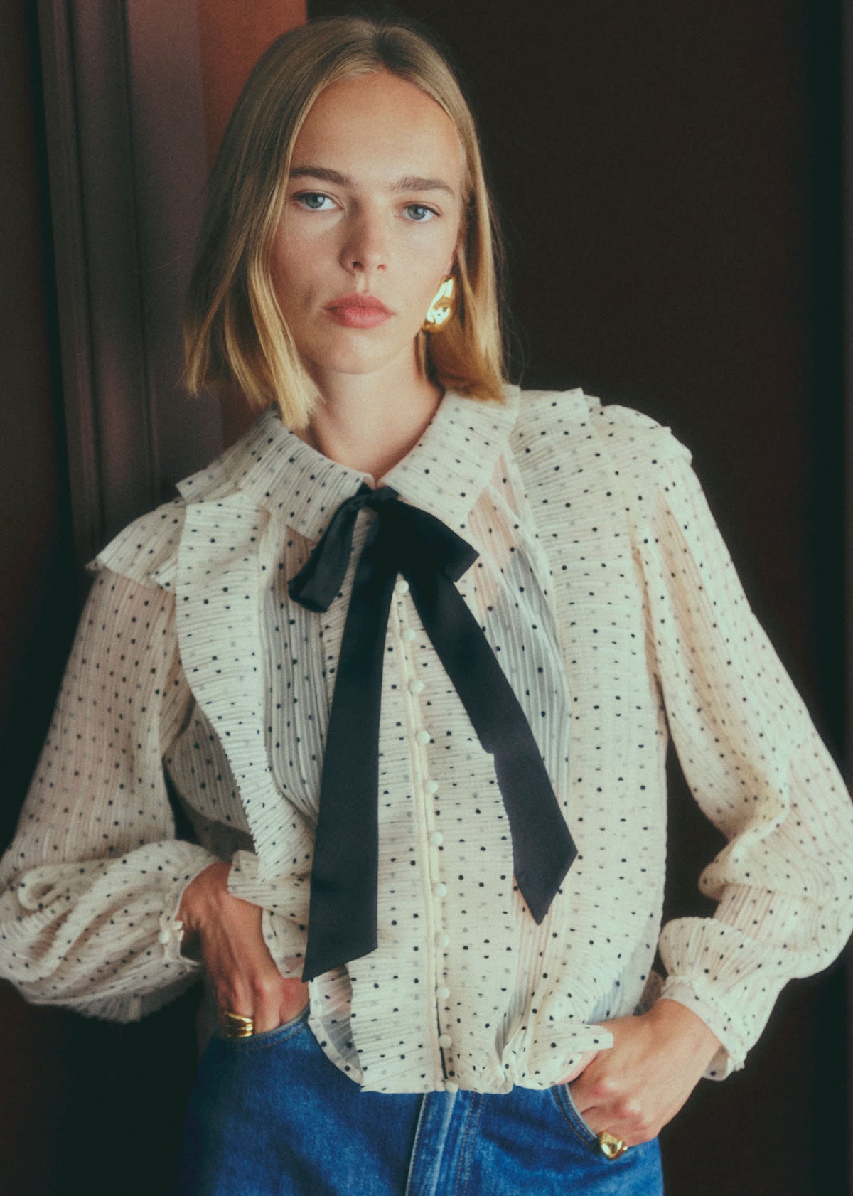 Blouse Jola - Ecru Pois Noir