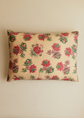 Coussin vintage velours céladon foncé - Très grand modèle - Imprimé Fleurs de Chardon