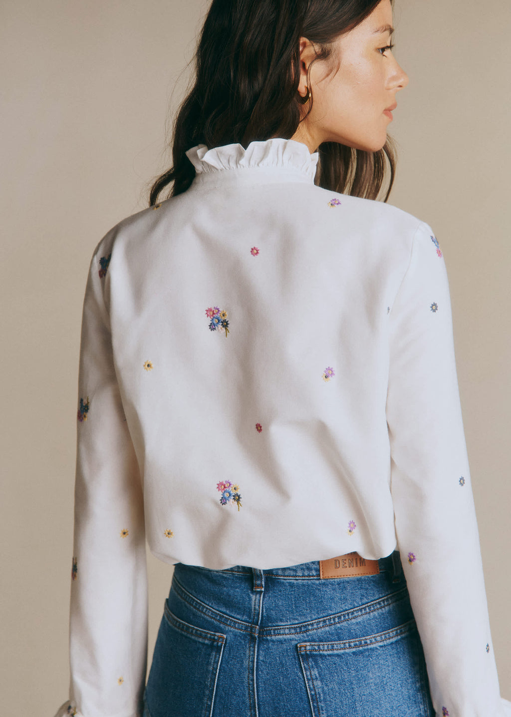 Chemise Erine - Broderie Contrastée Multico Fond Ecru
