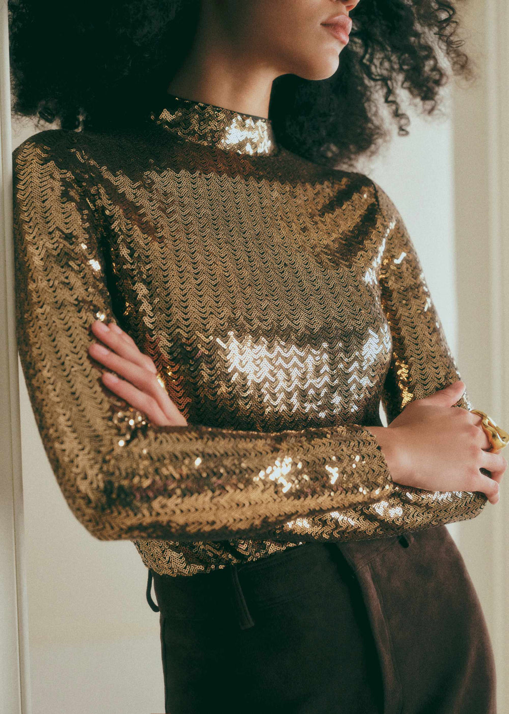 Blouse Taori - Sequins Chevron Doré