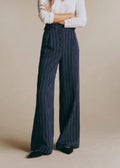 Pantalon Elijah - Rayures Ecru fond marine