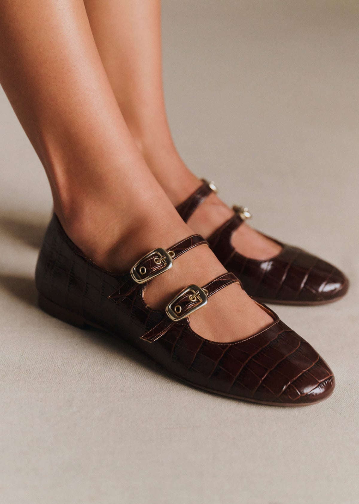 Ballerines Low Clélia - Choco Croco