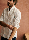 Chemise Charlie Coton Lin - Blanc Rayures Bleues