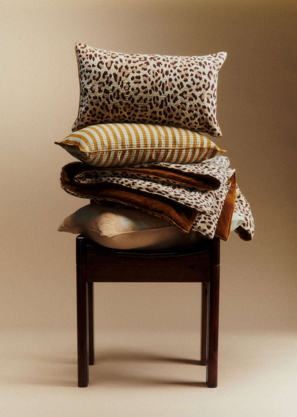 Coussin Jacquard - Petit modèle - Léopard Écru et Café