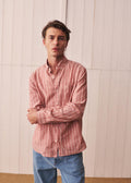 Chemise Charlie Coton Lin - Bordeaux Rayures Blanches