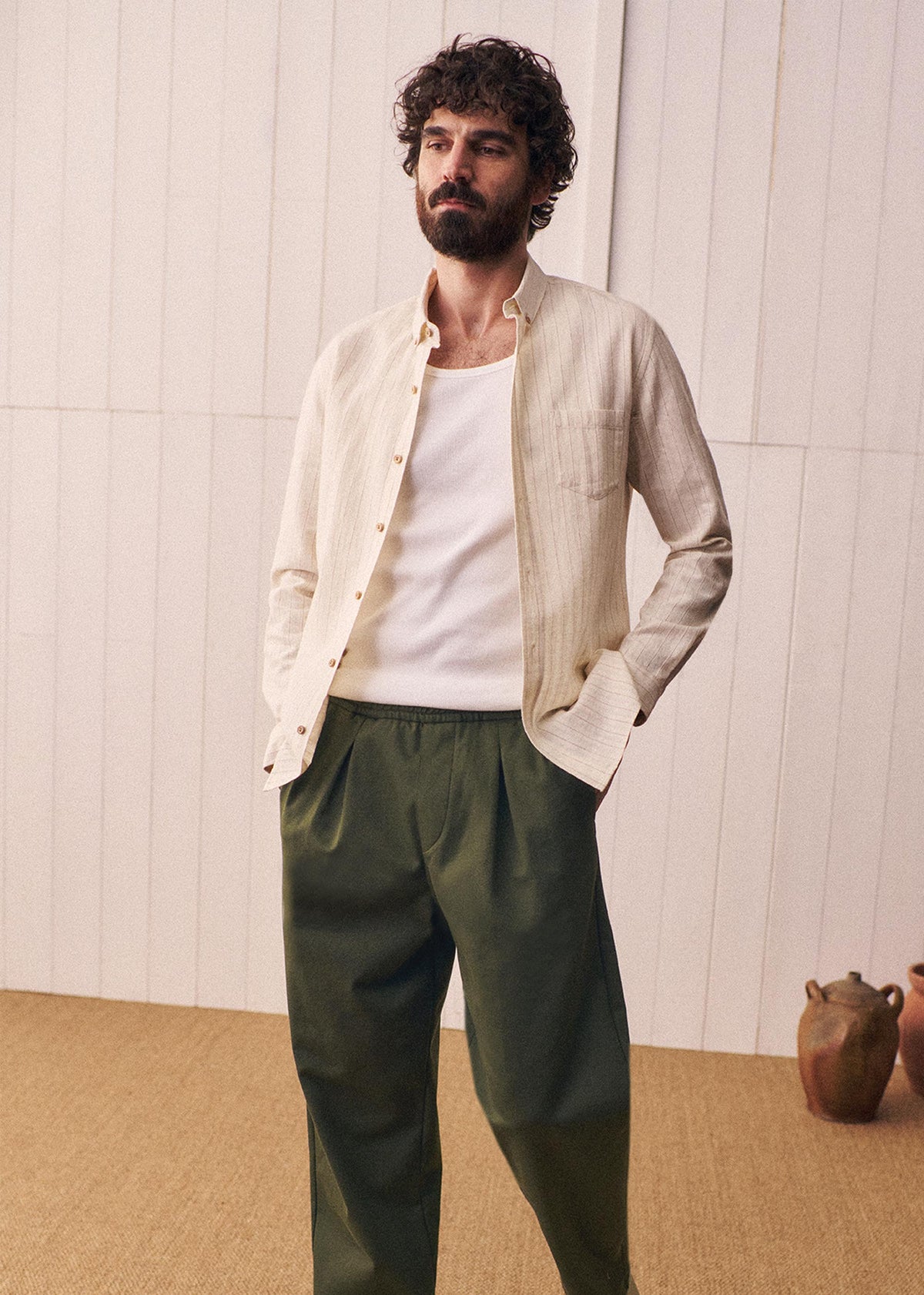 Chemise Charlie - Écru Rayures Beiges