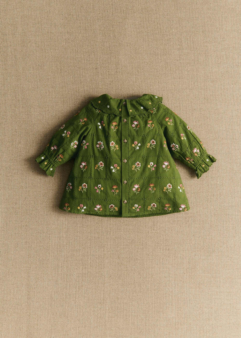 Robe Hélo - Olive / broderie herbier
