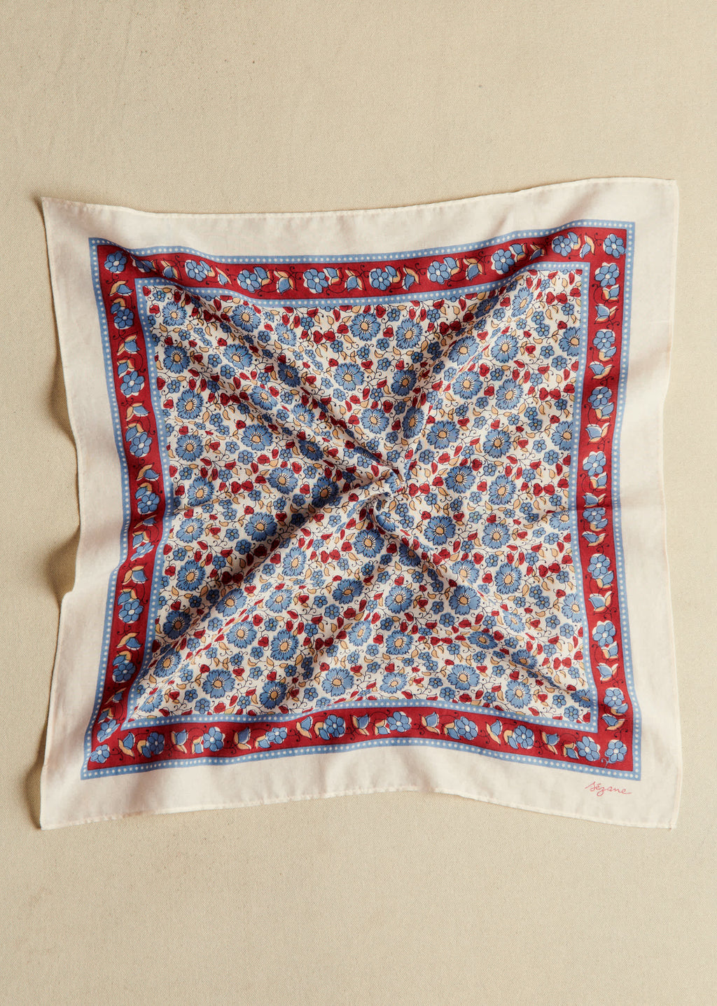 Foulard Gaston - Fleurs Vintage Ecru