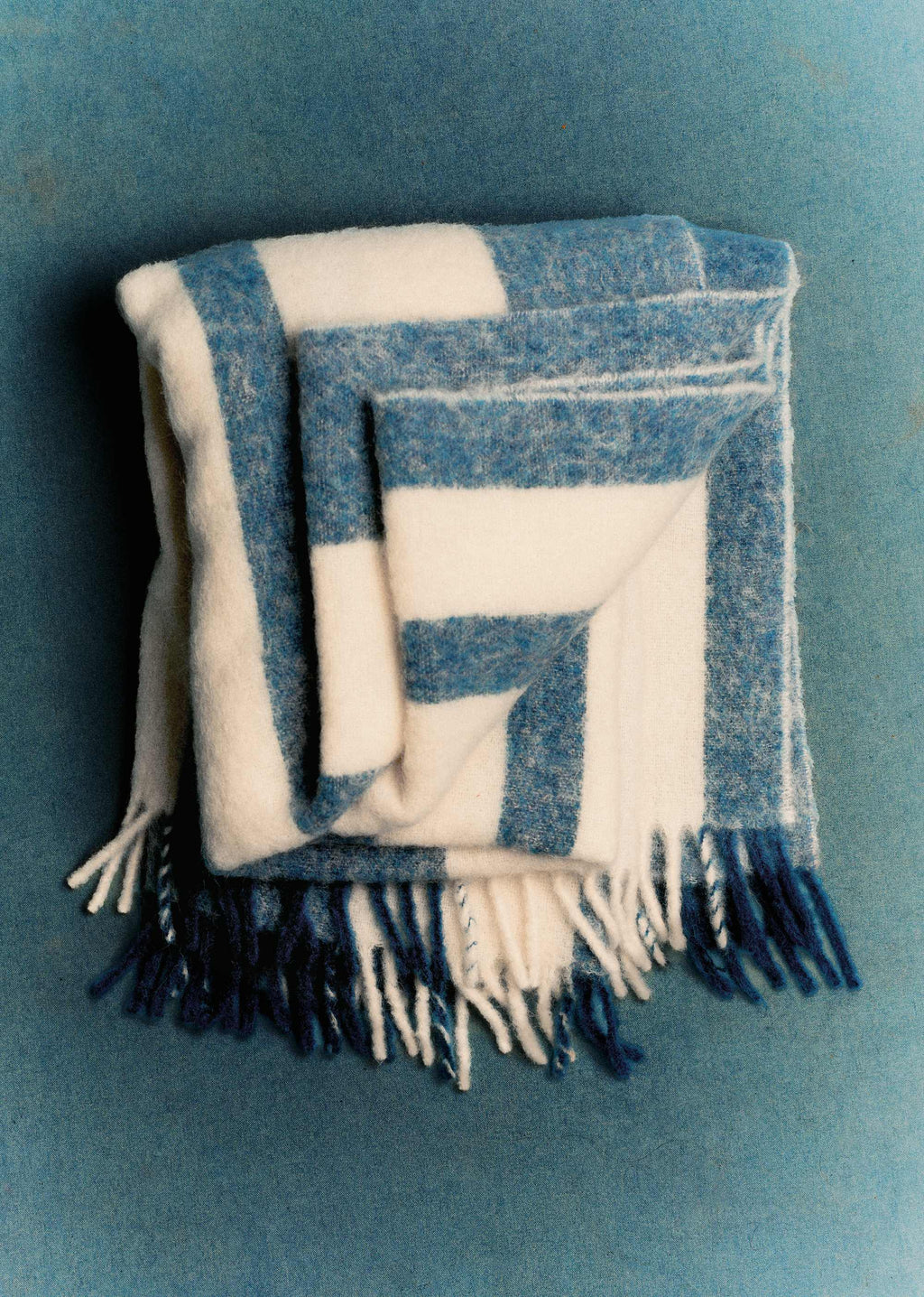 Plaid en mohair - Rayures Bleues