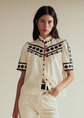 Blouse Hanae - Noir Fond Écru