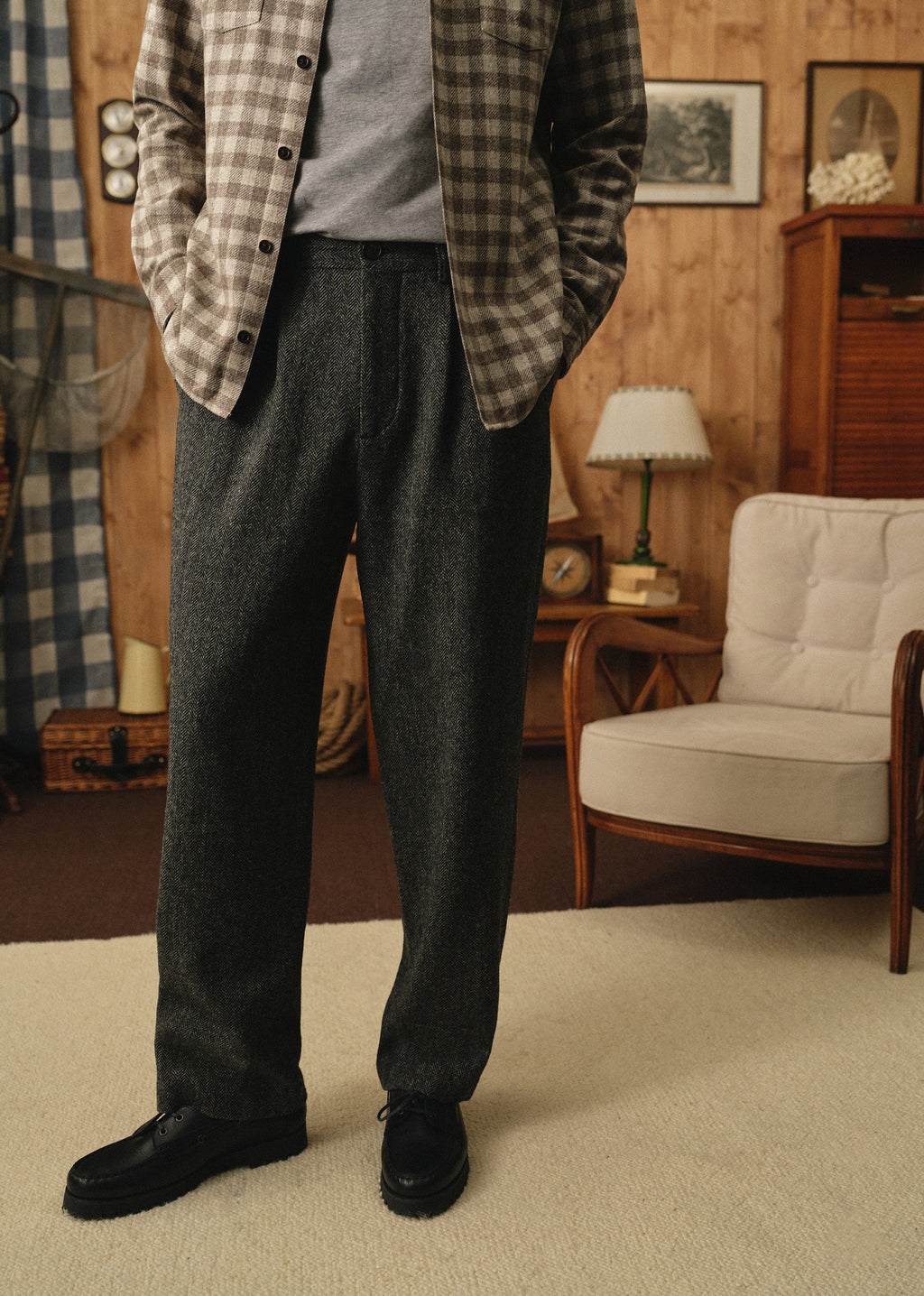 Pantalon Dusk Élastiqué - Chevrons Gris